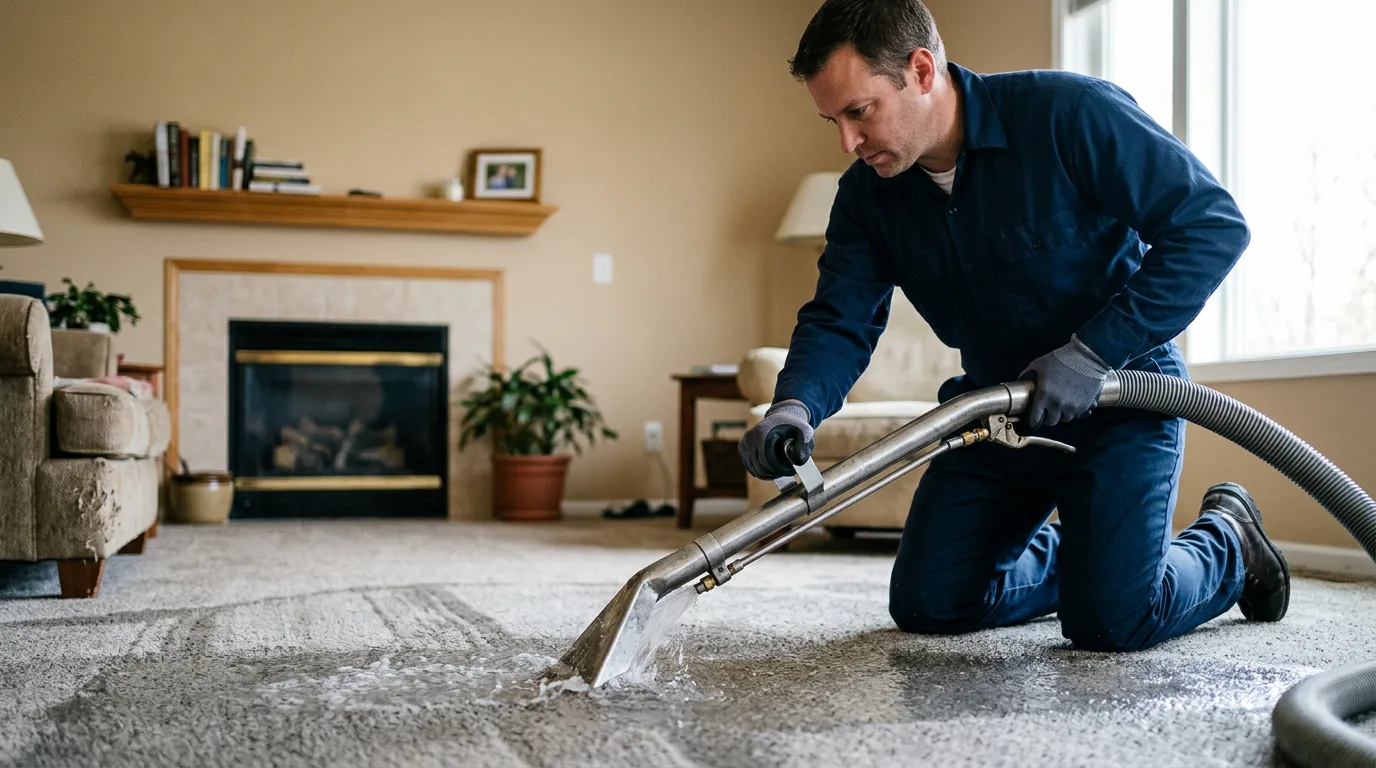 Water damage restoration technician working near Wolverine, MI